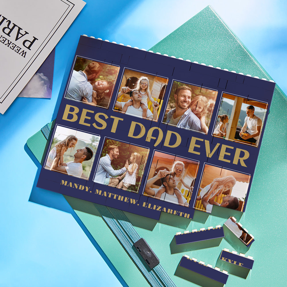 Custom Building Block Puzzle Horizontal Trio Photo Brick Best Dad Ever