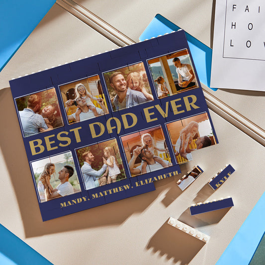 Custom Building Block Puzzle Horizontal Trio Photo Brick Best Dad Ever