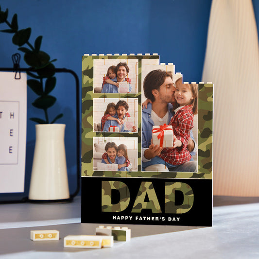 Custom Building Block Puzzle Vertical Camouflage Building Photo Brick for Dad Happy Father's Day