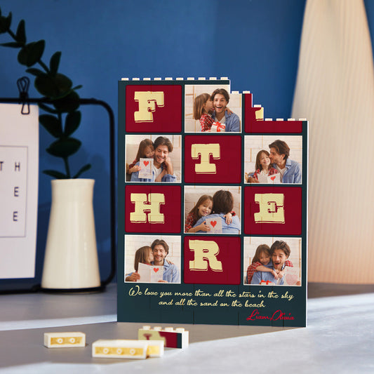 Custom Building Block Puzzle Vertical Building Photo and Text Brick Father's Day Gift