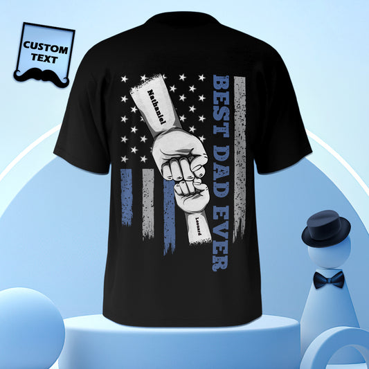 Personalized Fist Bump T-Shirt Custom Engraved Back Printed T-Shirt Father's Day Gift