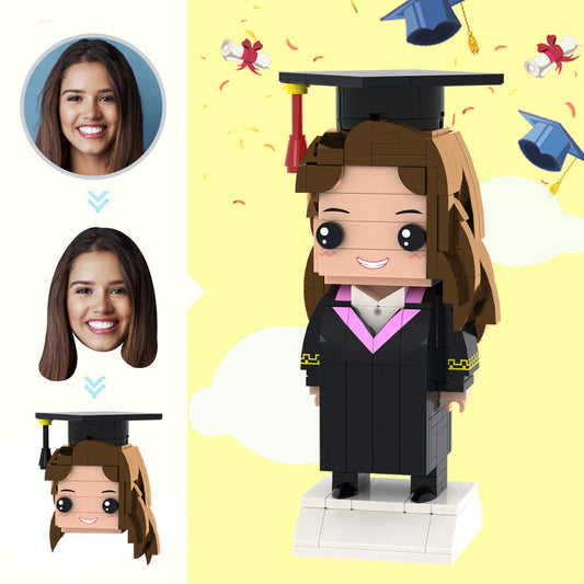 Graduation Gifts Custom Head Brick Figures Personalized Bachelor of Arts Uniform Brick Figures Small