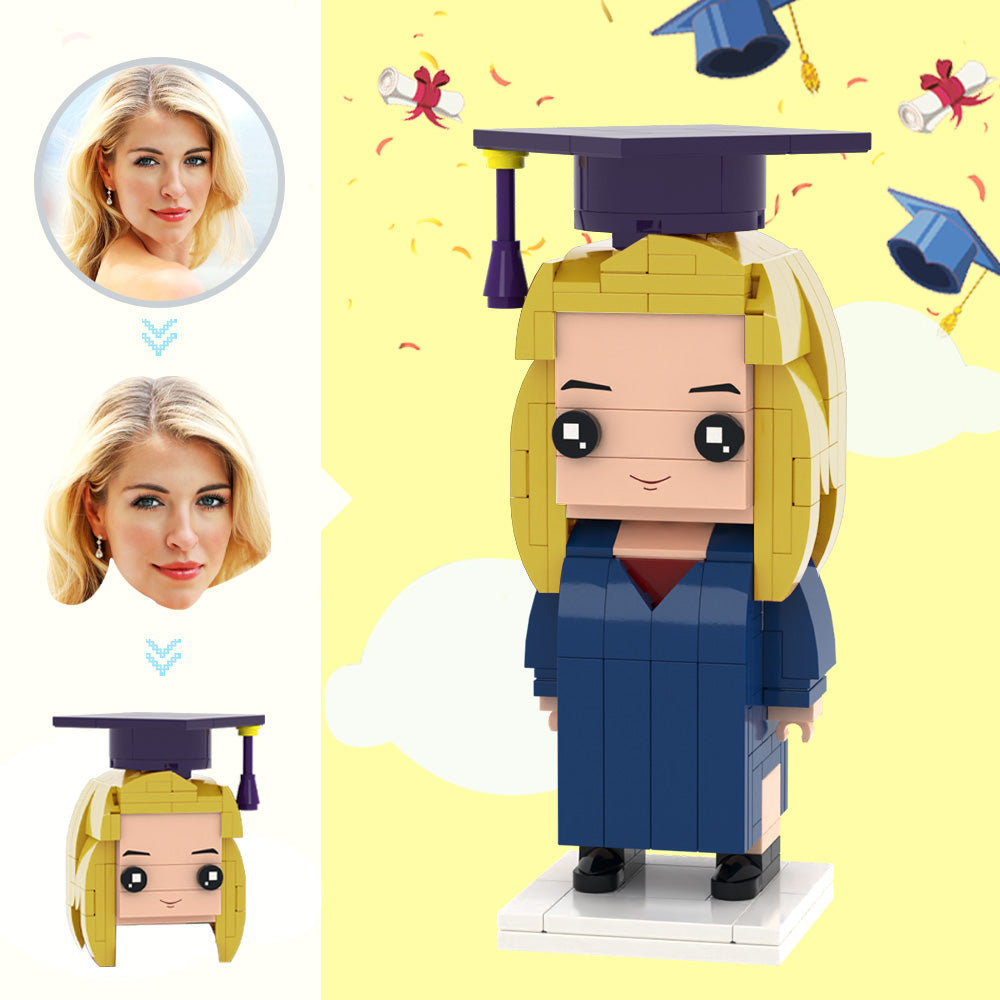 Graduation Gifts Custom Head Brick Figures Personalized Master's Degree Clothes Brick Figures Small Particle