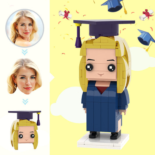 Graduation Gifts Custom Head Brick Figures Personalized Master's Degree Clothes Brick Figures Small Particle