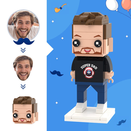 Father's Day Gifts for Dad Custom Head Brick Figures Super Dad Brick Figures Small Particle Block Toy