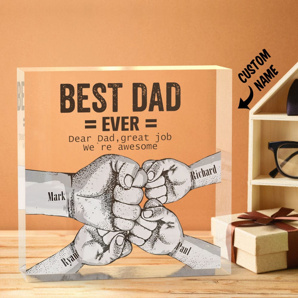 Custom Engraved Father's Day Crystal Ornaments Best Dad Ever Commemorate Gifts