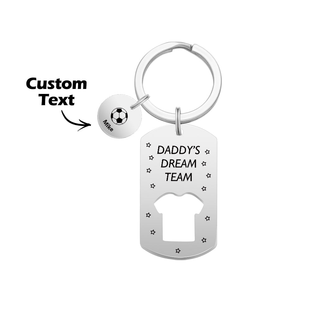 Personalized Engraved Football Daddy' Dream Team Keychain with Children's Names Key Ring Father's Day