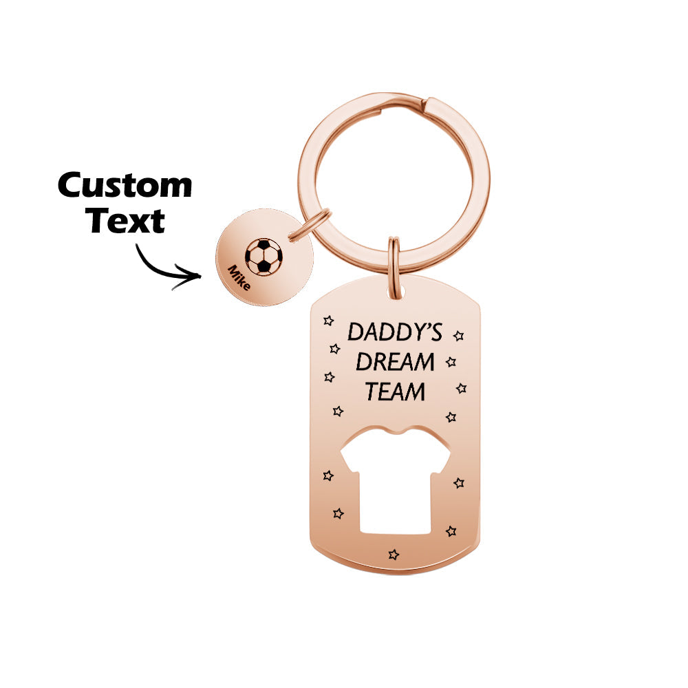 Personalized Engraved Football Daddy' Dream Team Keychain with Children's Names Key Ring Father's Day