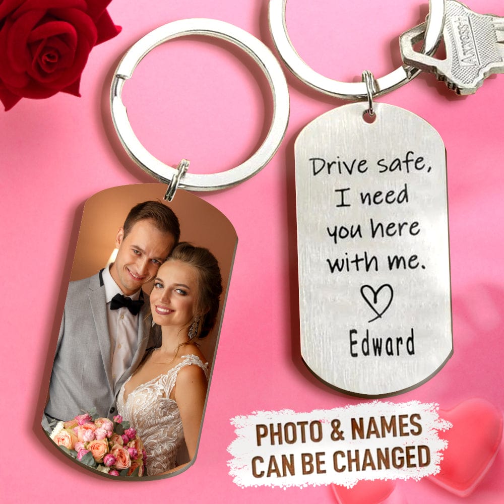 Wedding Gifts Drive Safe Keychain Custom Photo Keychain With Name For Boyfriend