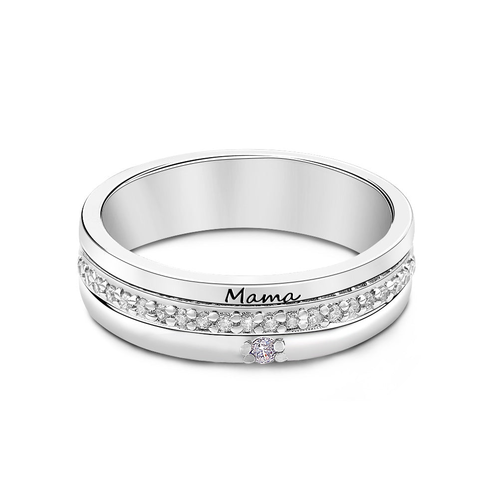 Personalized Birthstones Ring with Engraved Text Family Ring Jewelry Birthday Gift for Mom Grandma