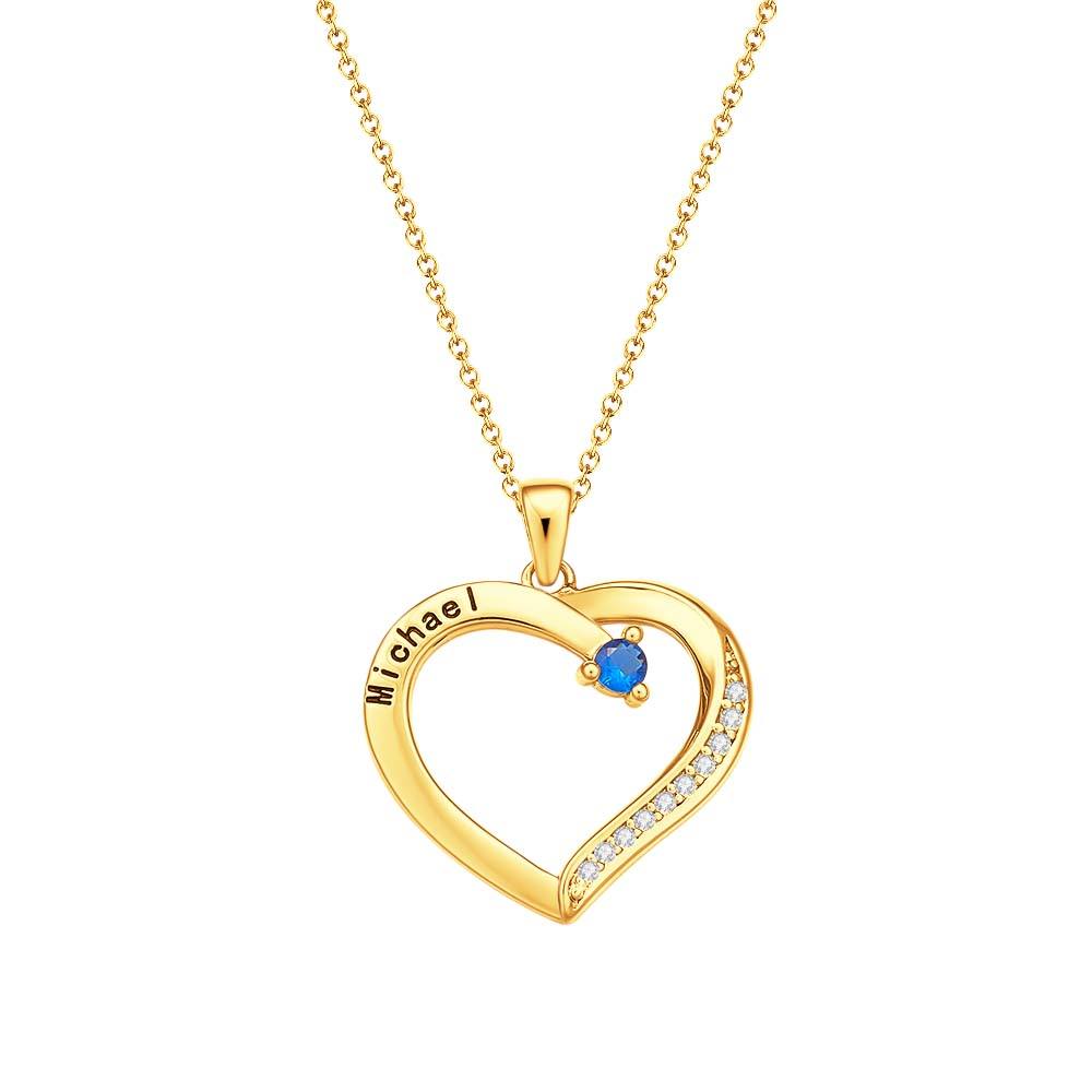 Personalized Heart Necklace Custom Family Name Birthstone Necklace Gift for Mother Grandma