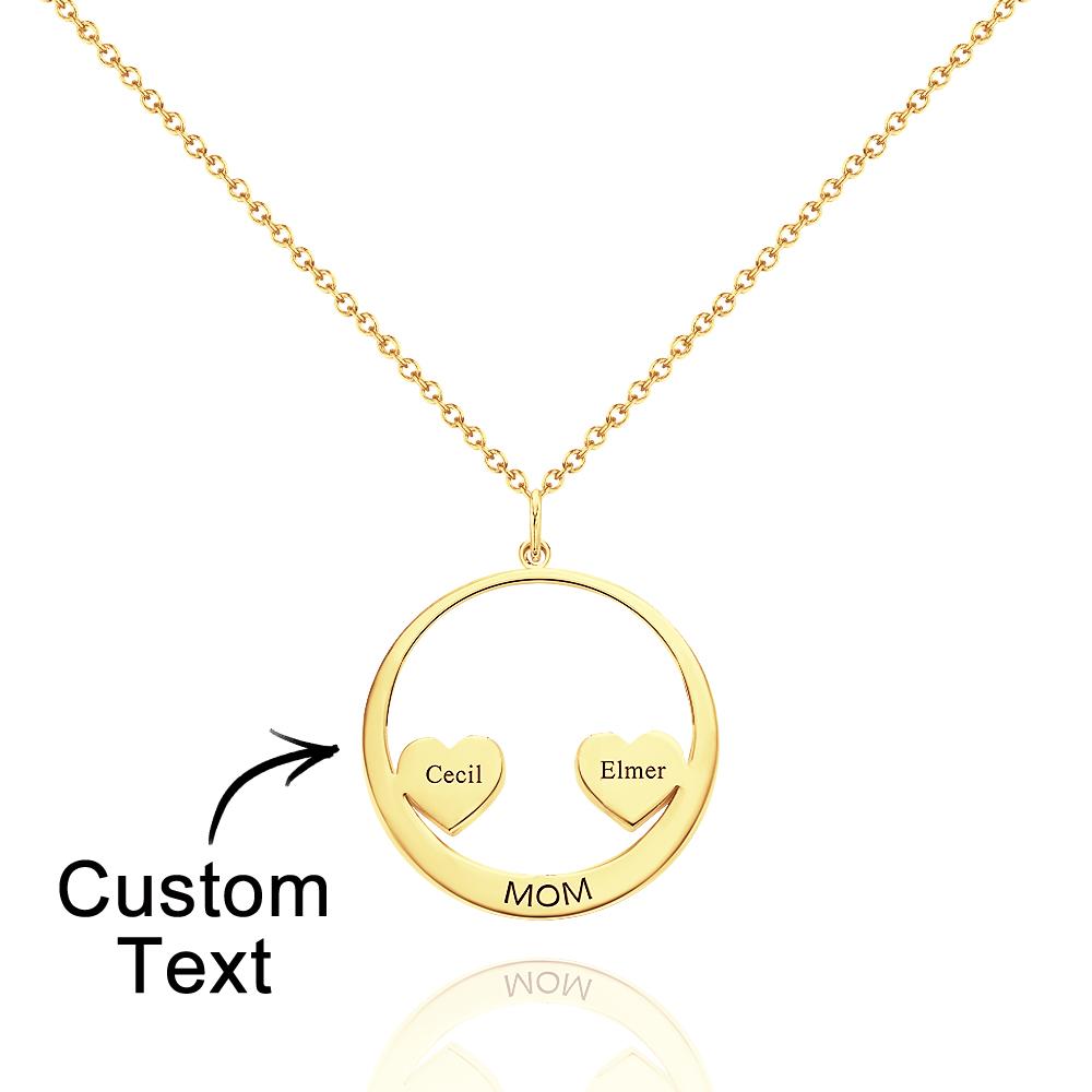 Custom Engraved Necklace Circle Hearts Mom Pendant Necklace Creative Gift
