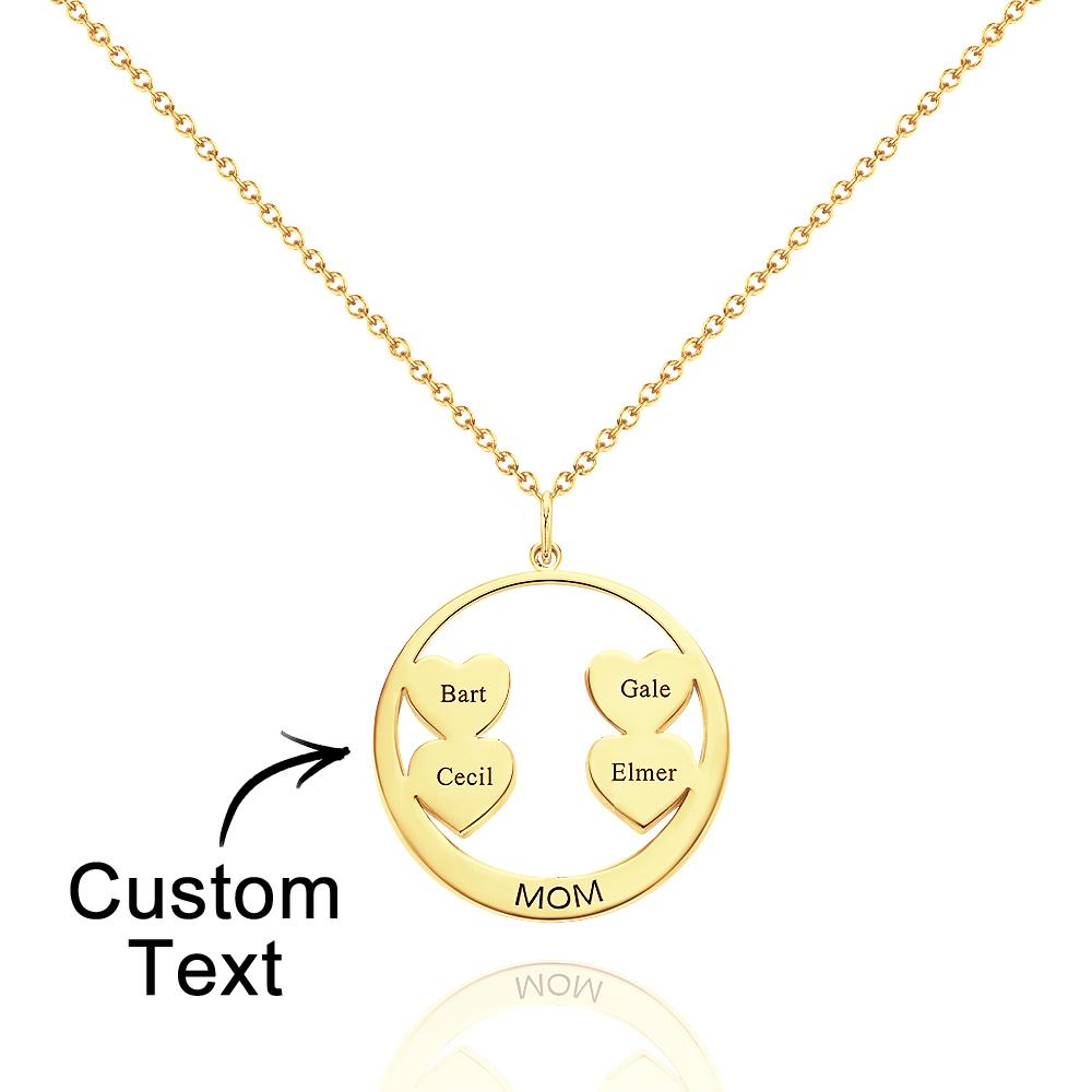 Custom Engraved Necklace Circle Hearts Mom Pendant Necklace Creative Gift