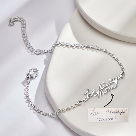 Personalized Photo Handwriting Bracelet Memorial Custom Keepsake Gift for Mom Girlfriend Family