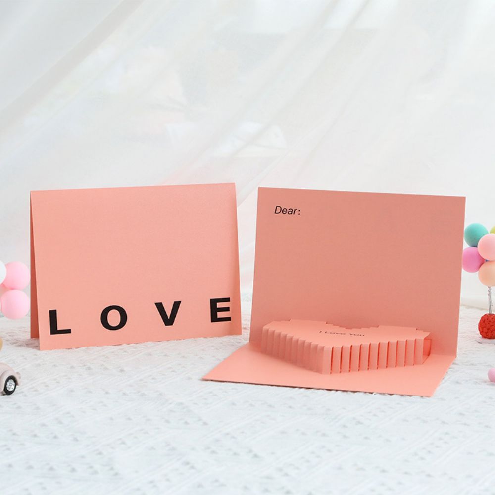 3D Creative Valentine's Day Wedding Pop Up Card Romantic Pink Heart Pop Up Greeting Card