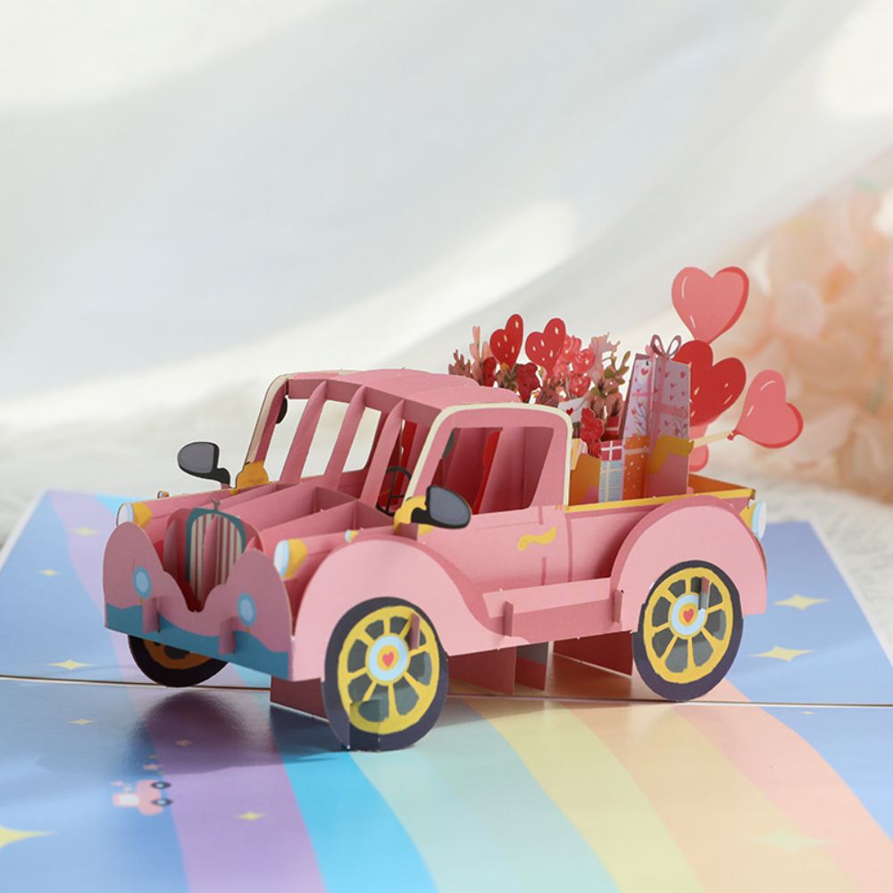 3D Creative Valentine's Day Wedding Pop Up Card Love Car Pop Up Greeting Card