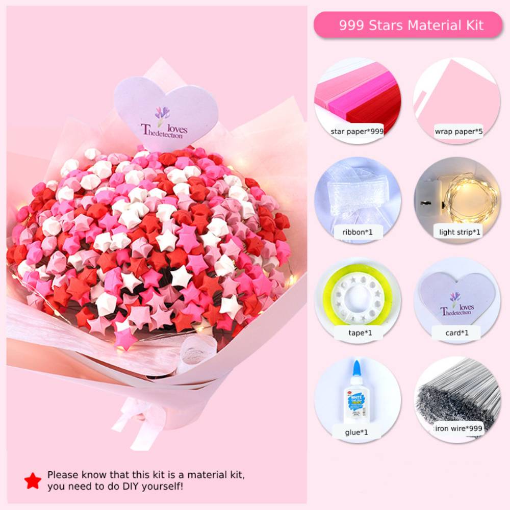 DIY Lucky Paper Stars Bouquet Set Valentine's Day Gifts for Lovers