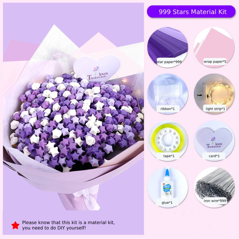 DIY Lucky Paper Stars Bouquet Set Valentine's Day Gifts for Lovers