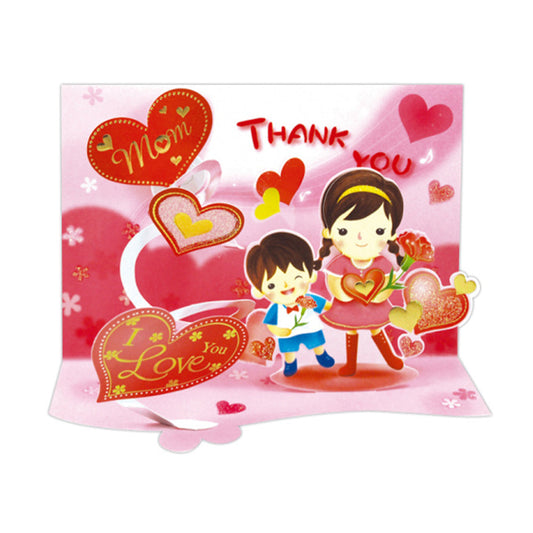 Creative 3D Pop Up Greeting Card Red Heart Pop Up Card for Mom