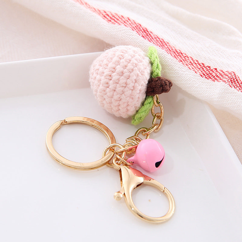 Crochet Fruit Keychain Cute Food Donut Knitted Car Keyring Bag Decorations Gifts for Her
