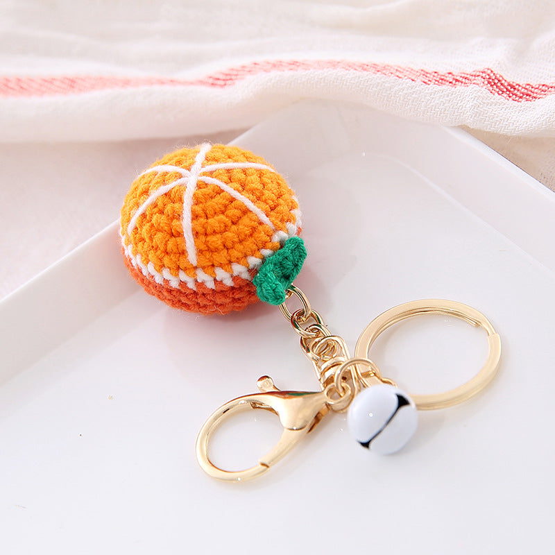Crochet Fruit Keychain Cute Food Donut Knitted Car Keyring Bag Decorations Gifts for Her