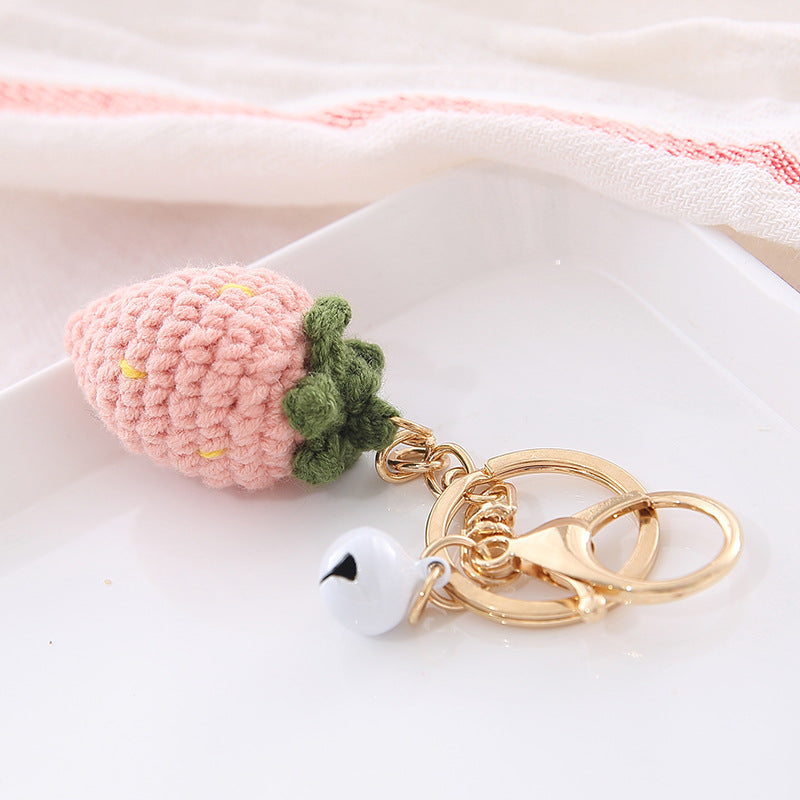 Crochet Fruit Keychain Cute Food Donut Knitted Car Keyring Bag Decorations Gifts for Her