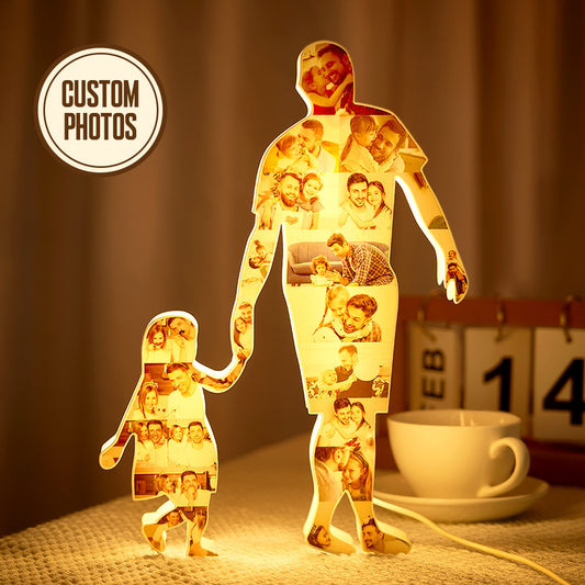 Personalized Photo Collage Night Light Custom Hand In Hand Pictures Lamp Father's Day Gift
