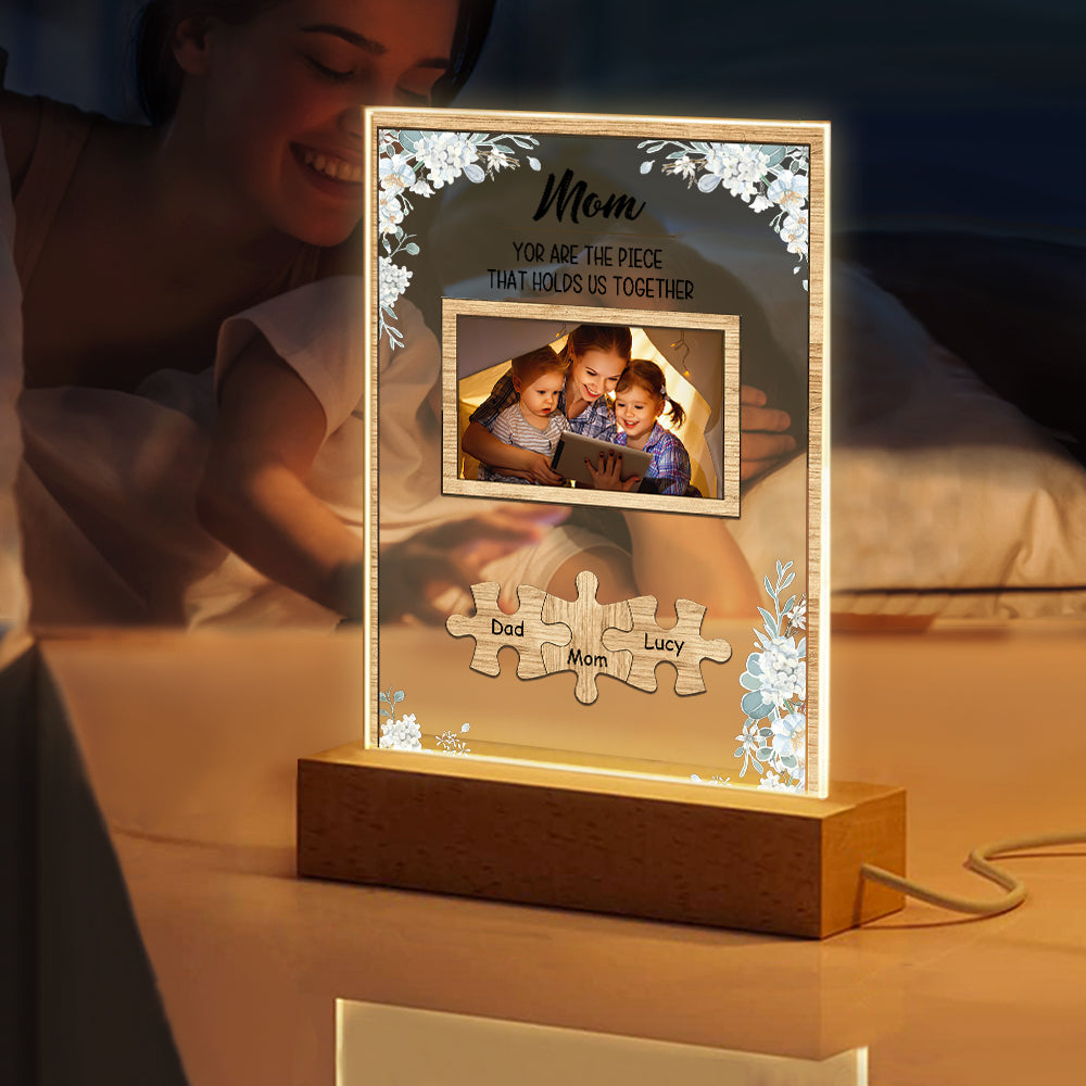 Personalized Dad You Are the Piece that Holds Us Together Photo Acrylic Night Light Father's Day Gift