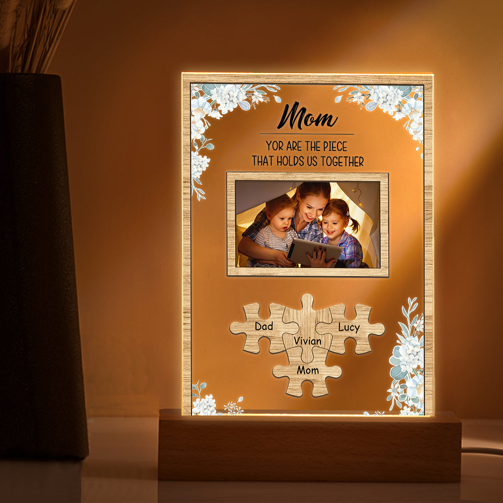 Personalized Dad You Are the Piece that Holds Us Together Photo Acrylic Night Light Father's Day Gift