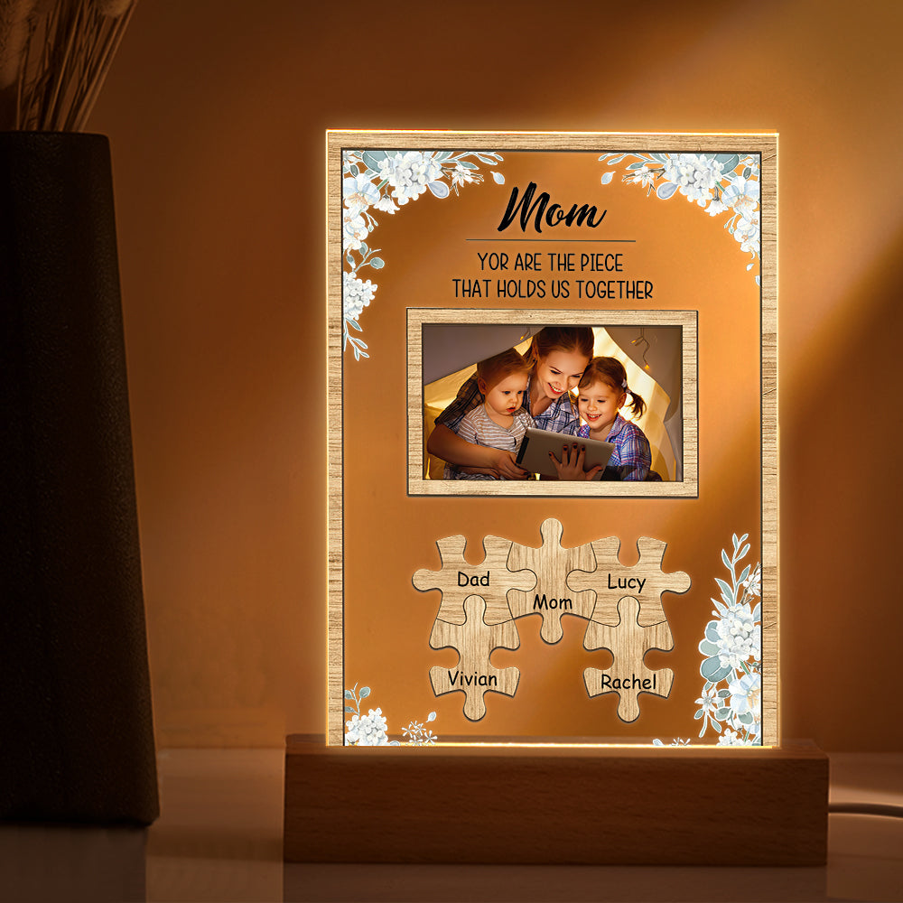 Personalized Dad You Are the Piece that Holds Us Together Photo Acrylic Night Light Father's Day Gift