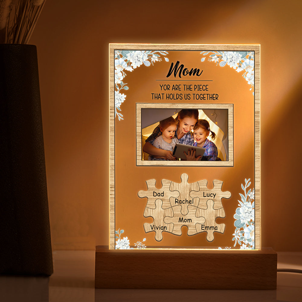 Personalized Dad You Are the Piece that Holds Us Together Photo Acrylic Night Light Father's Day Gift