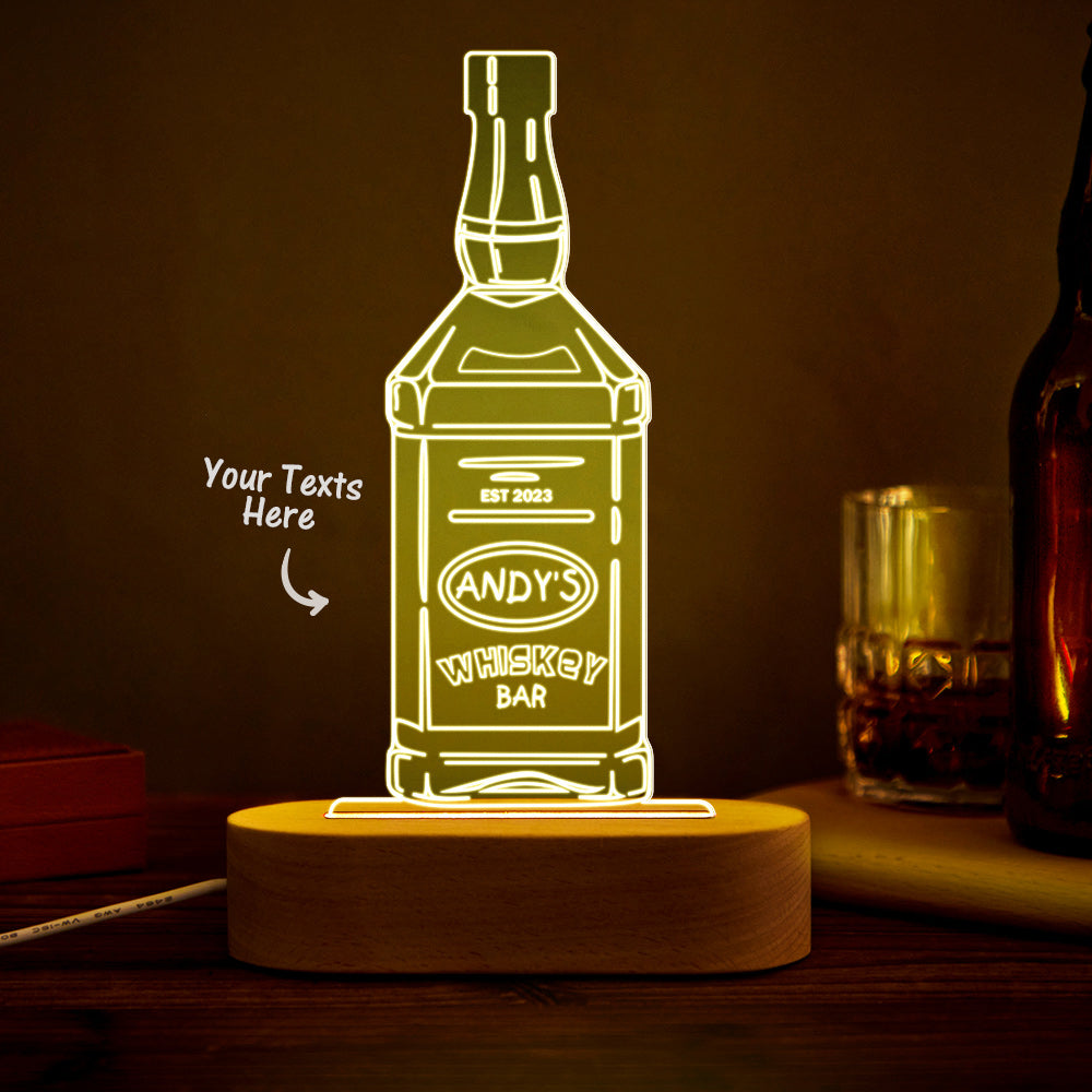 Personalized  Liquor Night Light 7 Colors Acrylic Wine 3D Lamp Father's Day Gifts