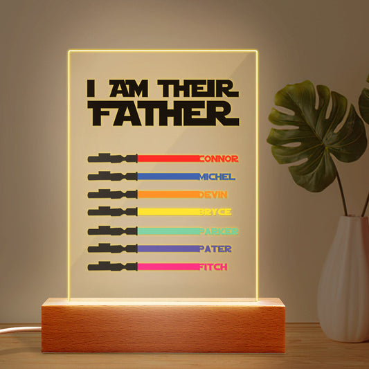 Personalized I Am Their Father Night Light Acrylic Light Saber Plaque Father's Day Gifts