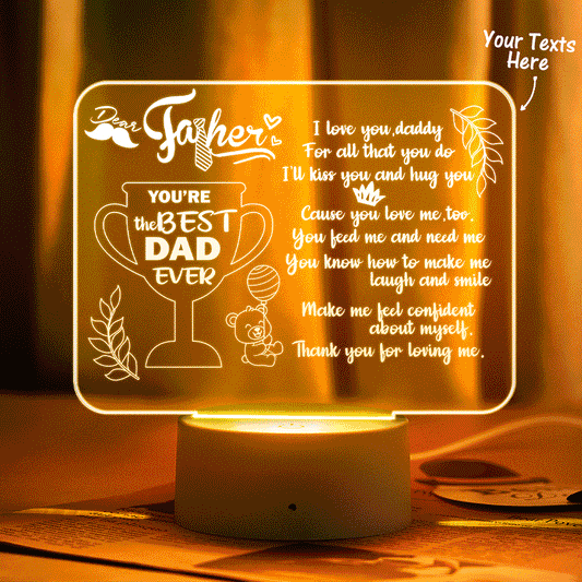 Custom Night Light To Dad Personalized Text Sign- From Children - You are The Best Dad