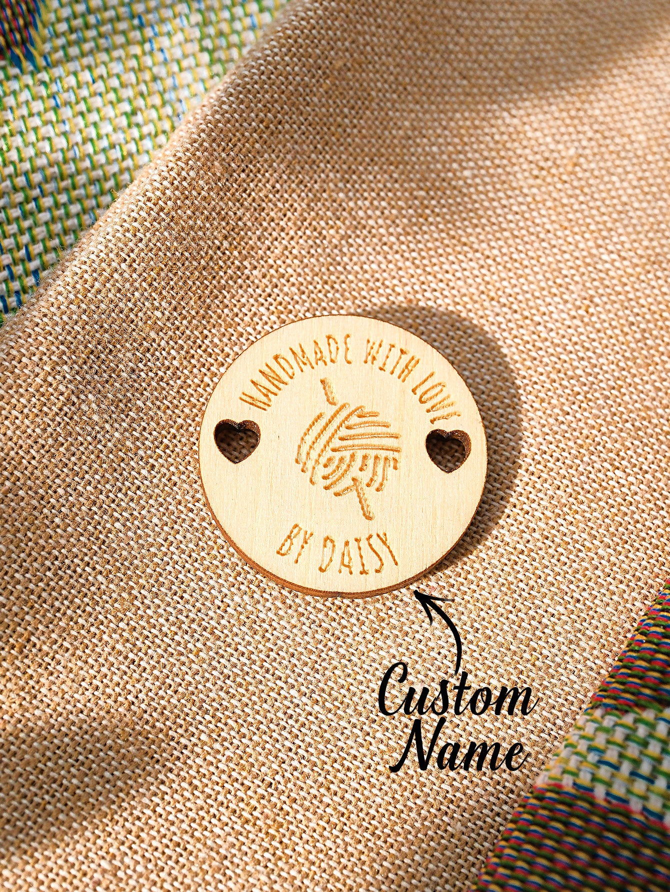 Personalized Handmade with Love Wooden Buttons Set of 15 Clothing Labels Gift for Mother Grandma Knitting