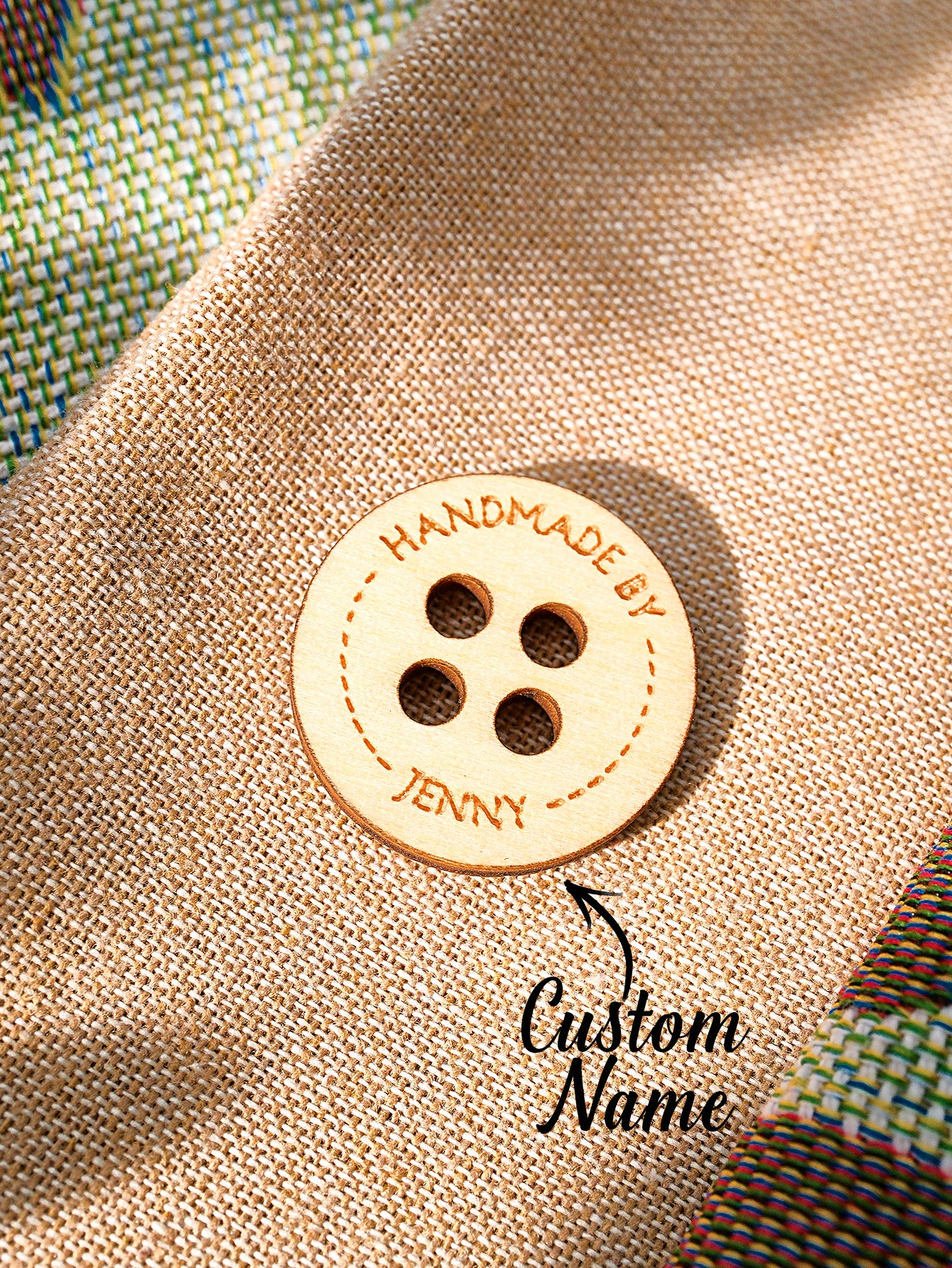 Personalized Handmade with Love Wooden Buttons Set of 15 Clothing Labels Gift for Mother Grandma Knitting