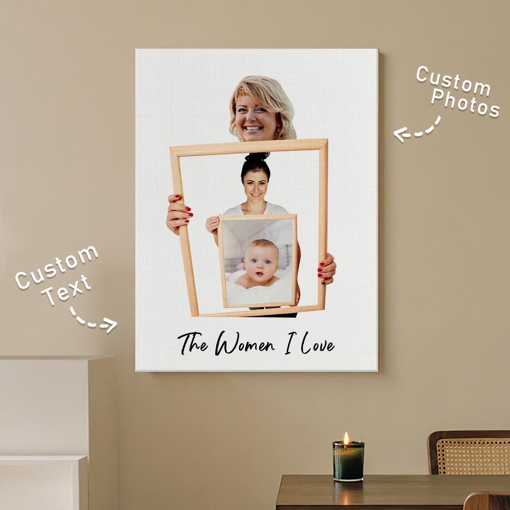 The Three/ Four/ Five Ages of the Generations Painting Custom Photo Canvas Ornament Mother's Day Gift