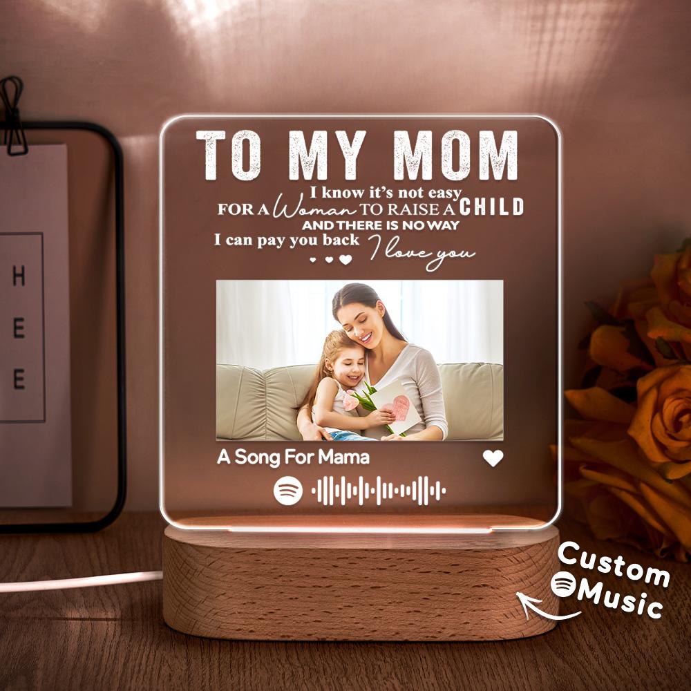 Music Plaque Photo Night Light Song Plaque Custom Photo Lamp Music Code Engagement Anniversary Gift for Dad