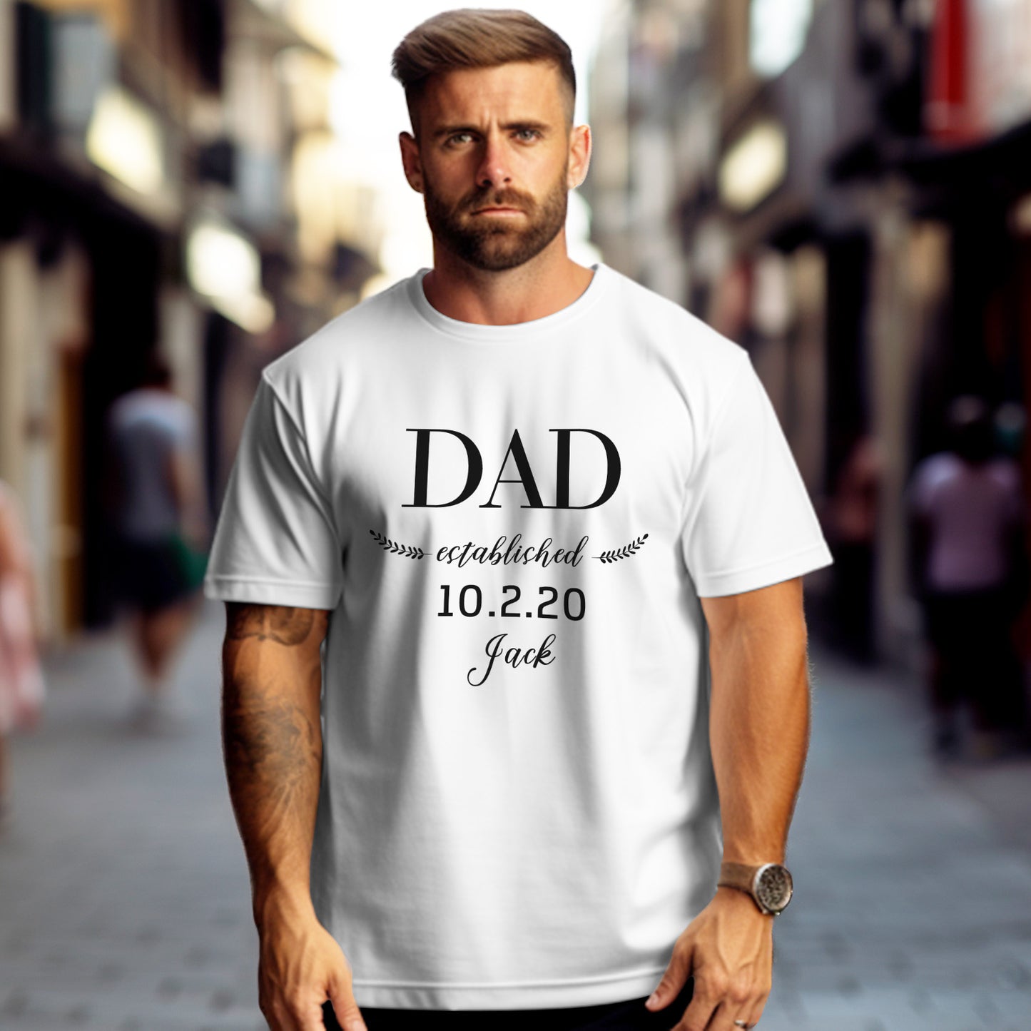 Personalized Daddy Established T-Shirt Father's Day Birthday Gift for Dad Grandpa