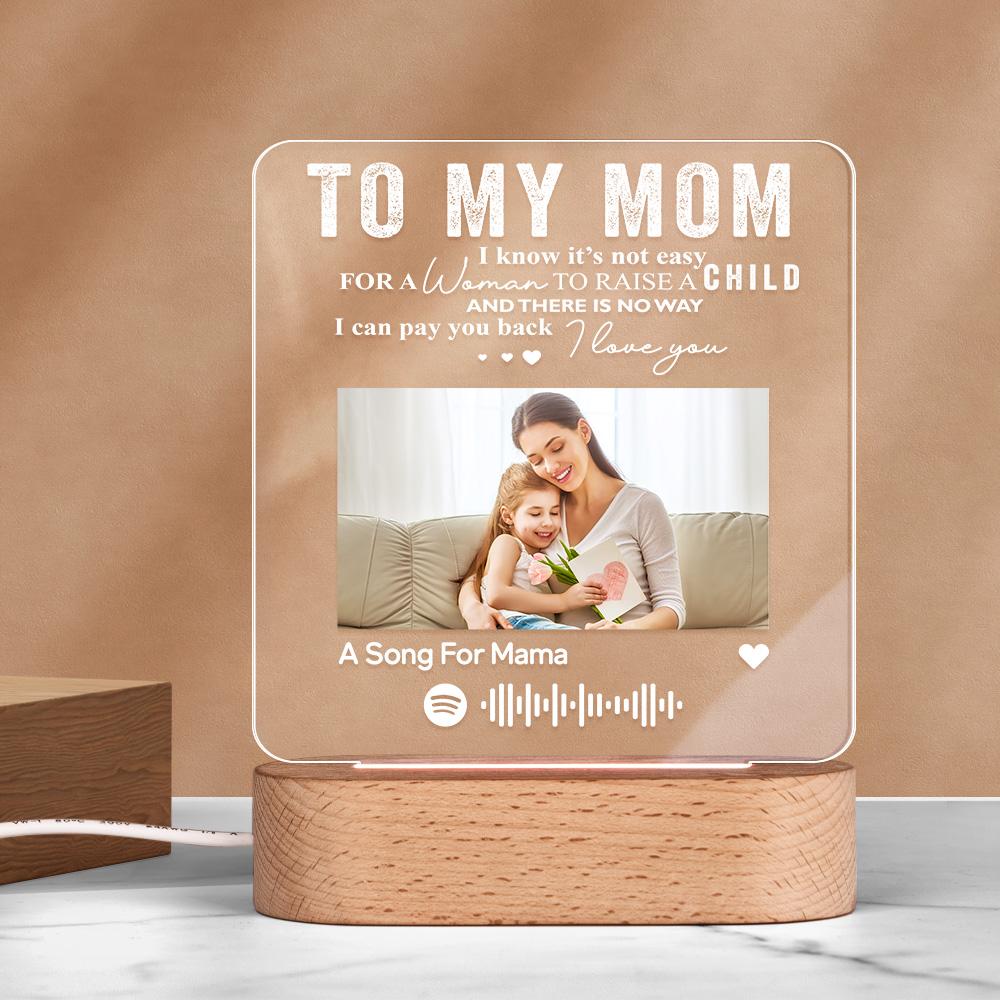 Music Plaque Photo Night Light Song Plaque Custom Photo Lamp Music Code Engagement Anniversary Gift for Dad