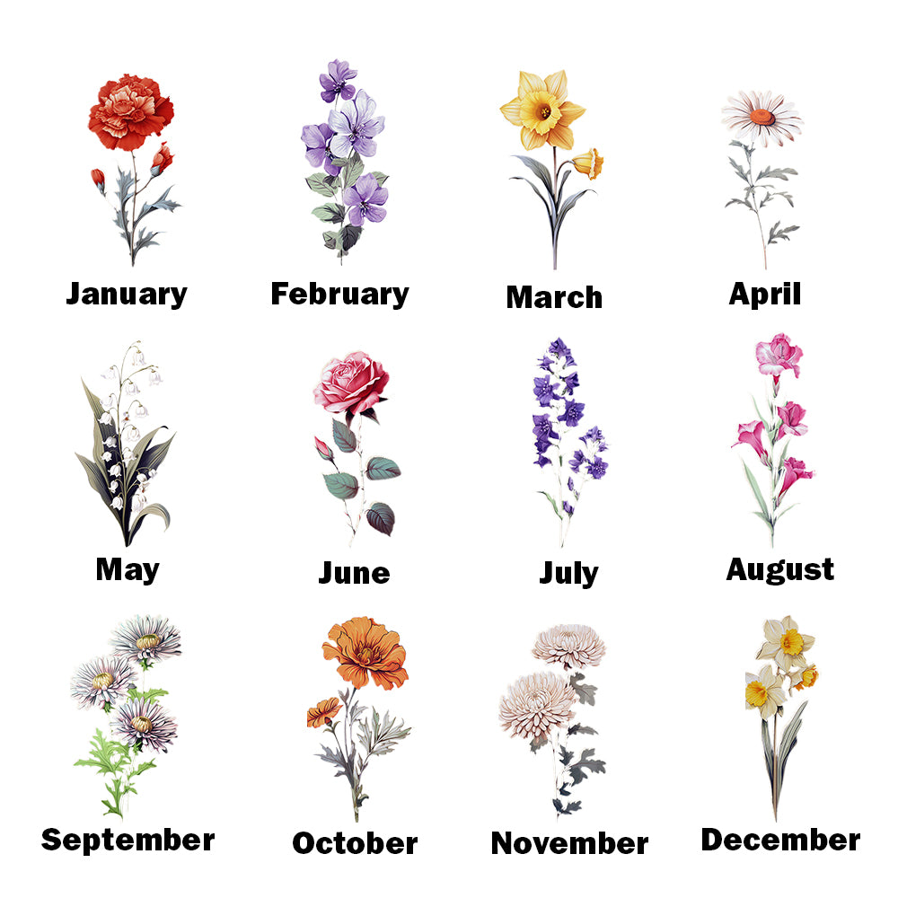 Custom Engraved Birth Flower Makeup Brush Set Wedding Gift