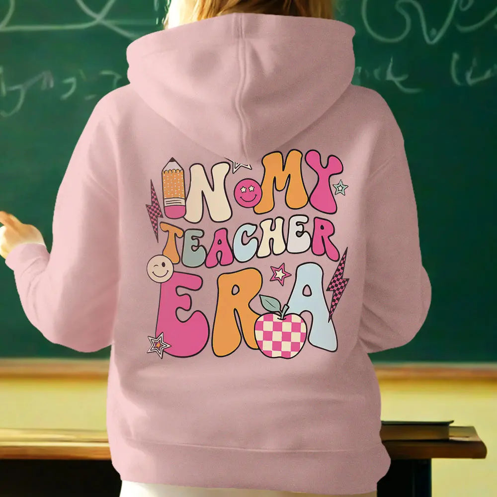 Personalized In My Teacher Era Hooded Sweatshirt Teacher Custom Name Hooded Sweatshirt Back to School