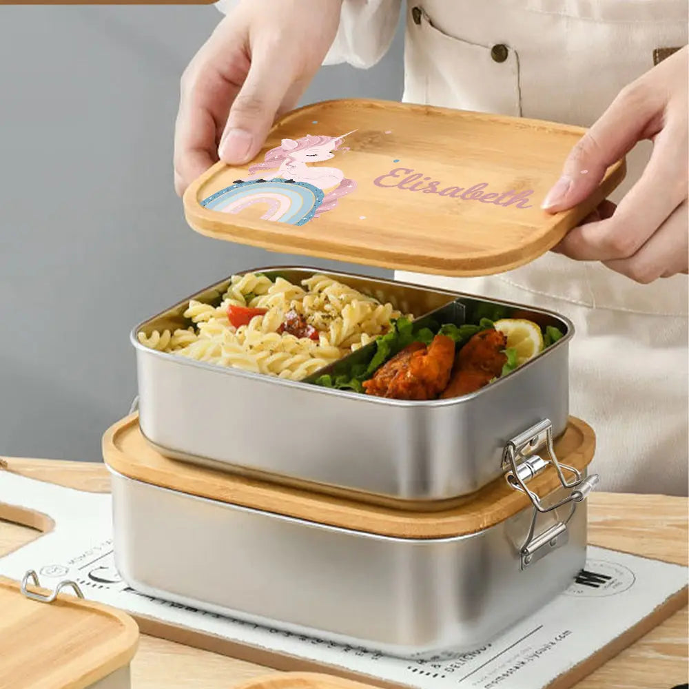 Personalized Lunch Box for Children Custom Stainless Steel Lunch Box with Name Back to School Gift for