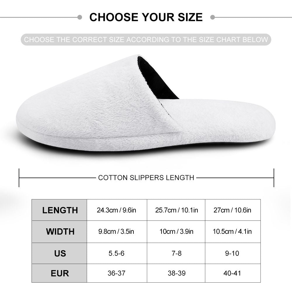 Custom Face Women's and Men's Slippers Personalized Black Heart Casual House Shoes Indoor Outdoor Bedroom Cotton Slippers