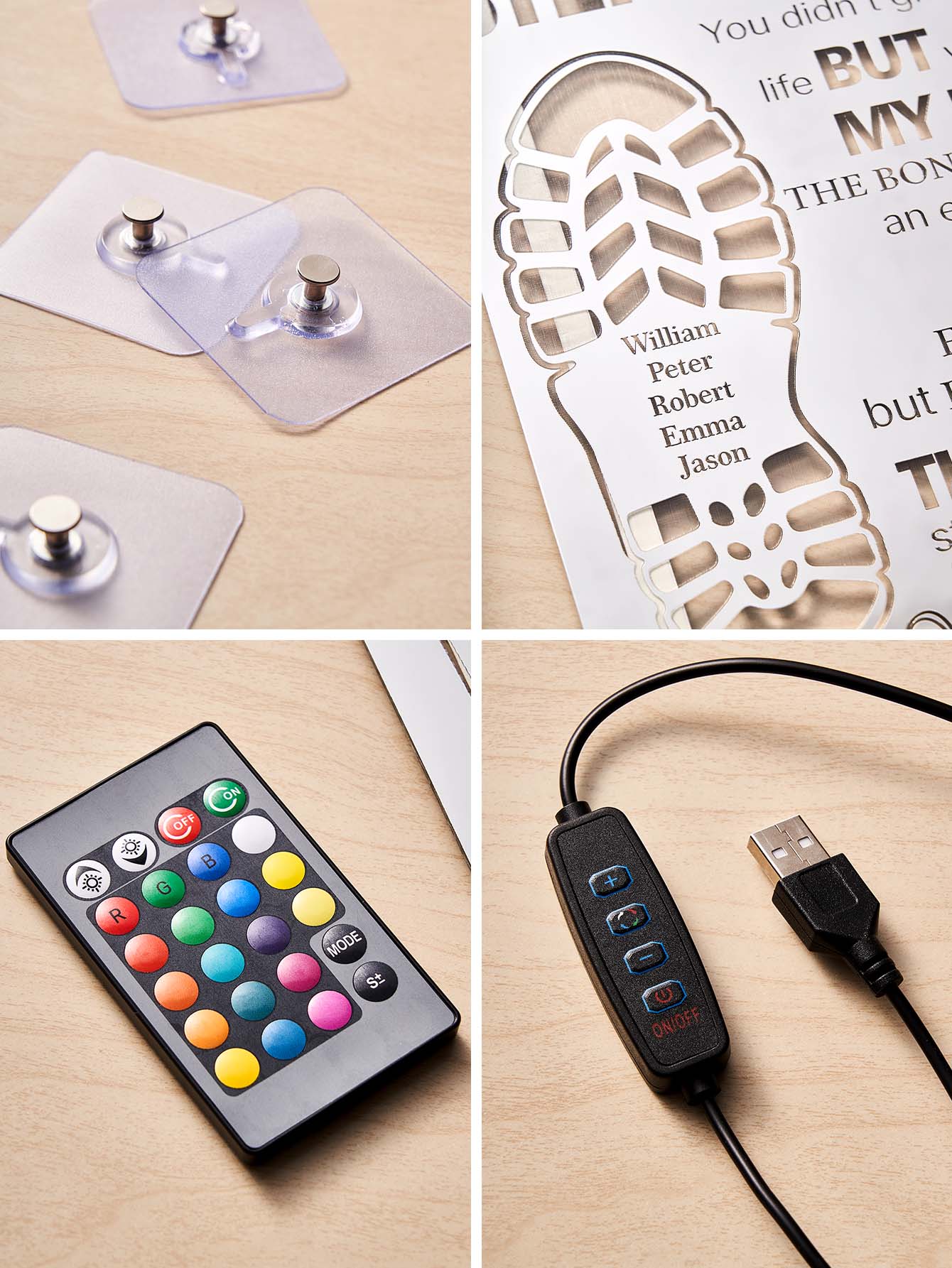 Personalized Stepped Up Dad Mirror Light Dad's Footprint Sign Gift for Father's Day